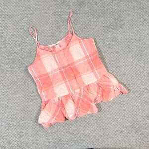 vintage old navy cottage core pink/white plaid tank top xs